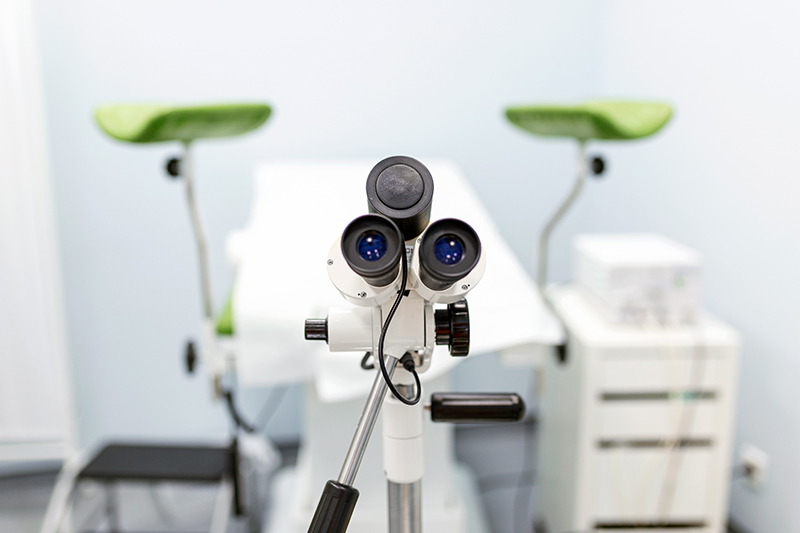 Focus,On,Optical,Instrument,For,Colposcopy,In,Gynecological,Cabinet.,Empty